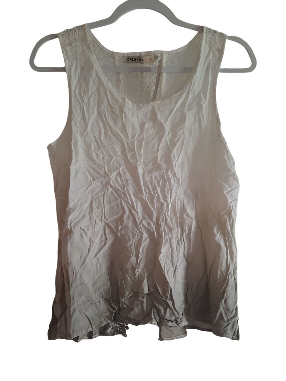 Origami Cream Ombre Lace-Trim Tank